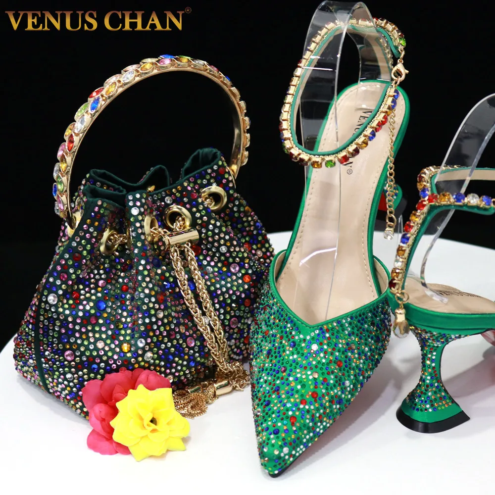 

Venus Chan Shoes for Women 2023 Designer Luxury Wedding Party High Heels Pointed Toe Shoes With Matching Handbags for Ladies