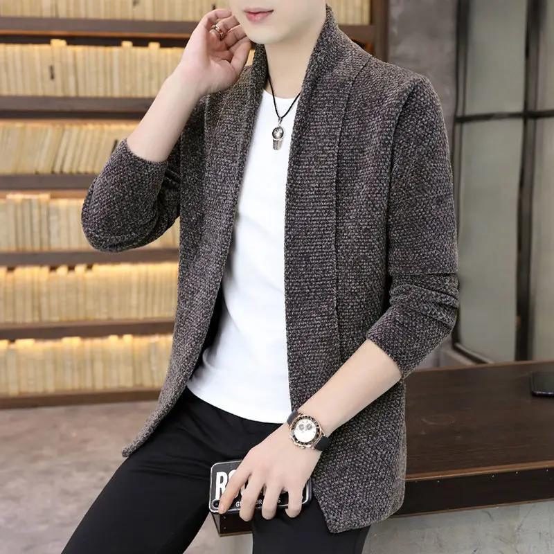 

2022 Sweater Coats Men New Fashion Autumn Men's Slim Solid Color Knitted Jacket Fashion Men's Casual Sweater Cardigan Coats L19