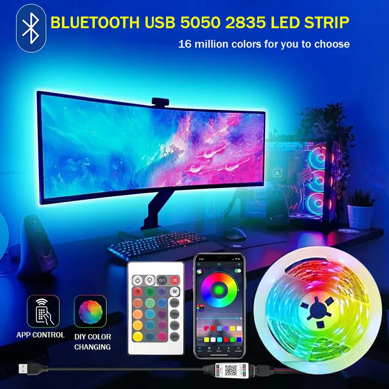 Светодиодная Rgb лента для подсветки телевизора 5 В 2835 светодиодов 1 м 2 3 4 10 15 |