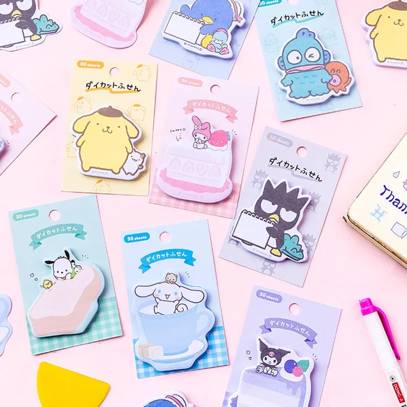 8 шт./лот Kuromi Kitty Melody блокнот Sanrio Pochacco липкие заметки канцелярские этикетки