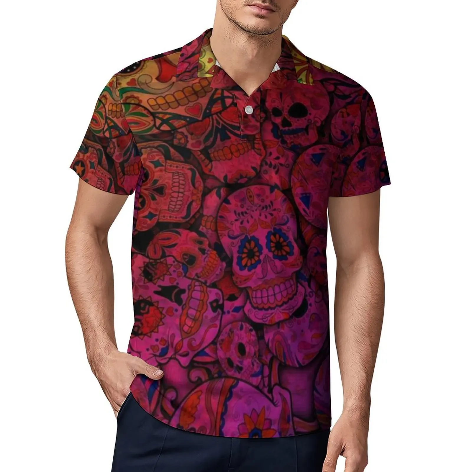 

Повседневные рубашки-поло для Хэллоуина, футболки с рисунком радужных шариков, рубашка с коротким рукавом, летняя рубашка в уличном стиле, Т...