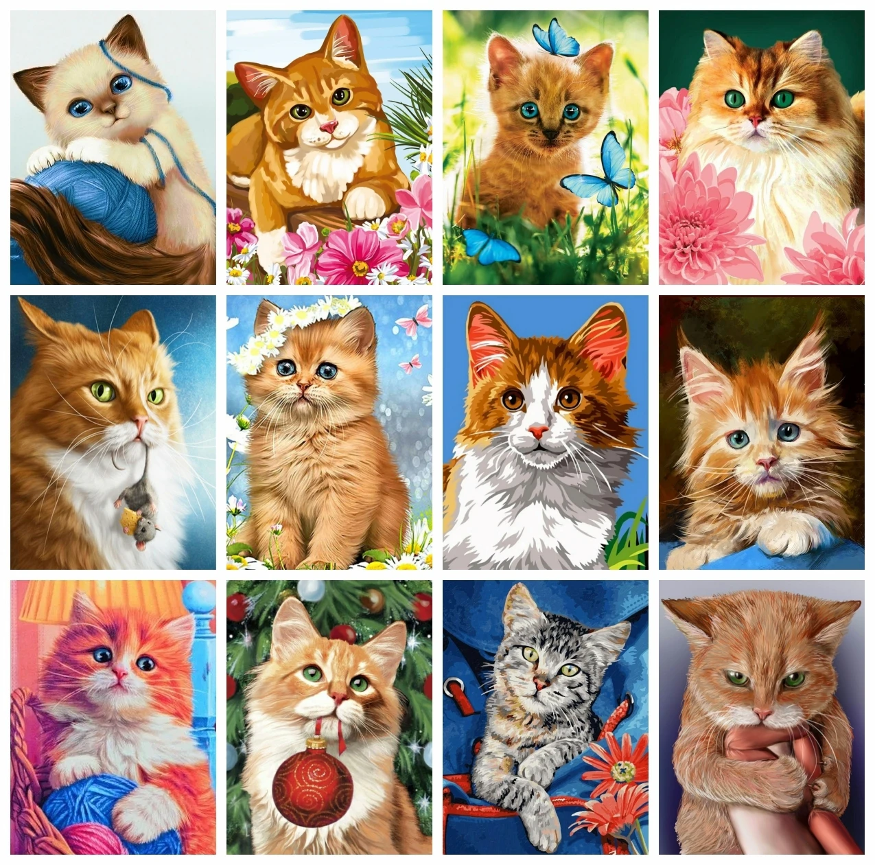 

AZQSD Paint By Numbers For Adults Cat Flower Canvas Art Frameless Painting By Numbers Animal Handpainted Wall Decor Unique Gift