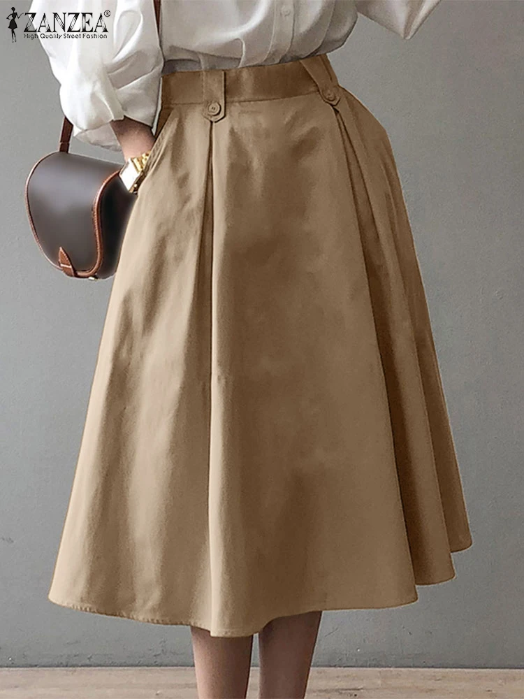 Элегантные юбки трапециевидной формы с высокой талией ZANZEA женские повседневные