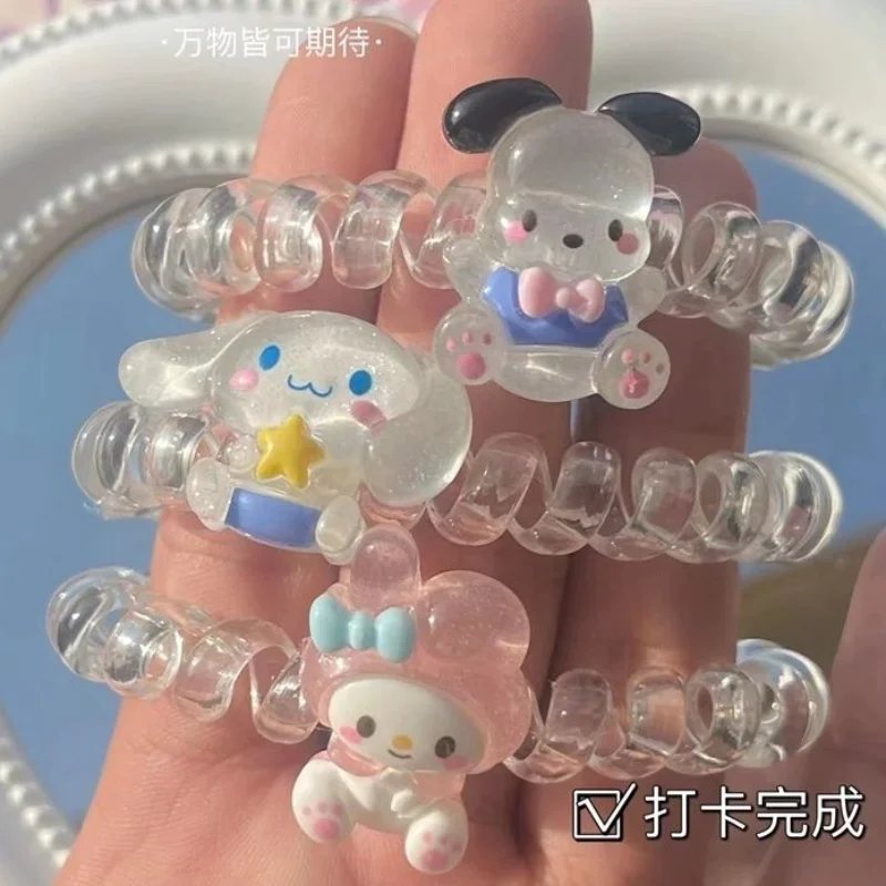 

Sanrio phone cord hair ring cute cinnamon roll Kuromi hair rope cartoon wild hair tie rubber band hair accessories gift toys