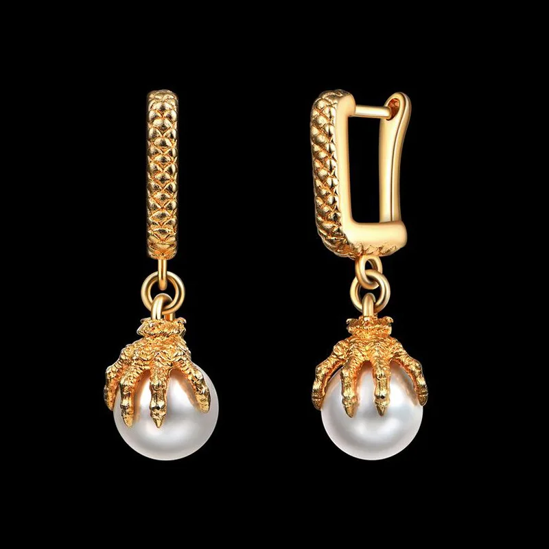 

Imitation Pearl Earrings for Women Simple Gold Color Zircon Devil's Claw Thread Stud Ear Hoops Trendy Jewelry Wholesale