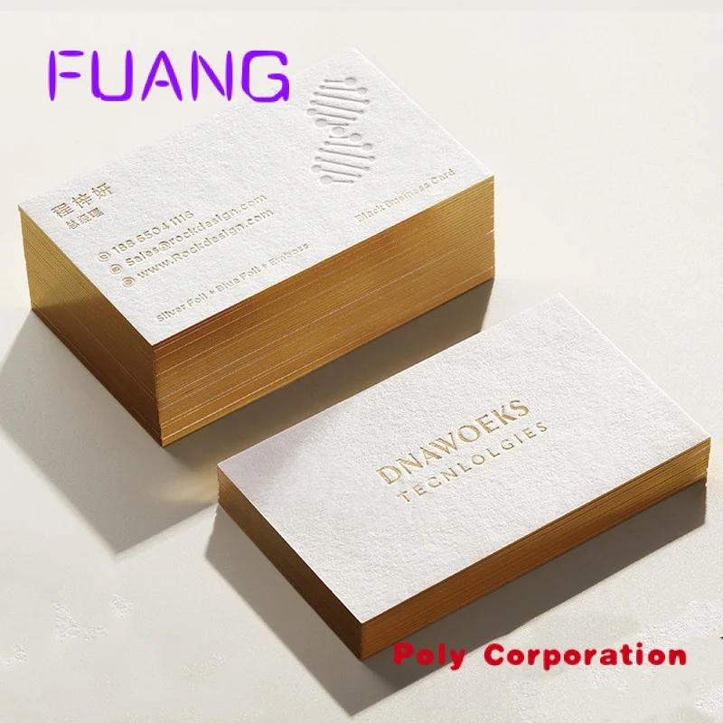 

small business Custom Luxury Brand Name Gold Foil Printing Logo With gold edges White Paper Visiting Business Card