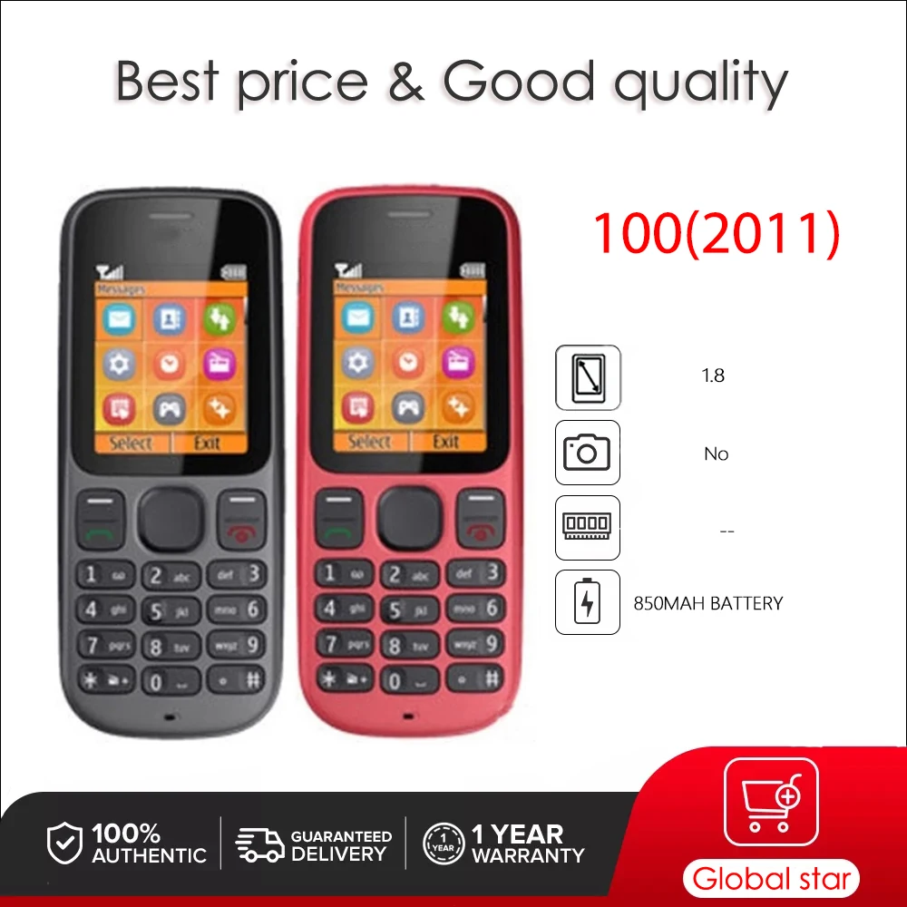 Original Unlocked 100 (2011) FM radio Loudspeaker Mobile Phone Russian Arabic Hebrew Keyboard Made in Finland Free Shipping