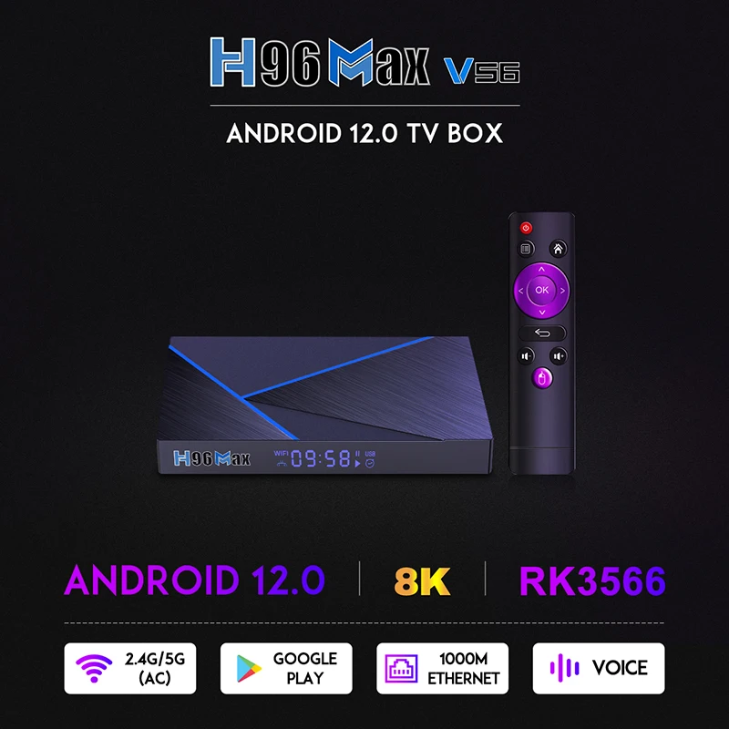 

2023 Rockchip Smart Tv Box Rockchip Rk3566 H96 Max V56 Wifi 2.4g 5g H96max Top Box Android 12 New Tvbox Media Player Set