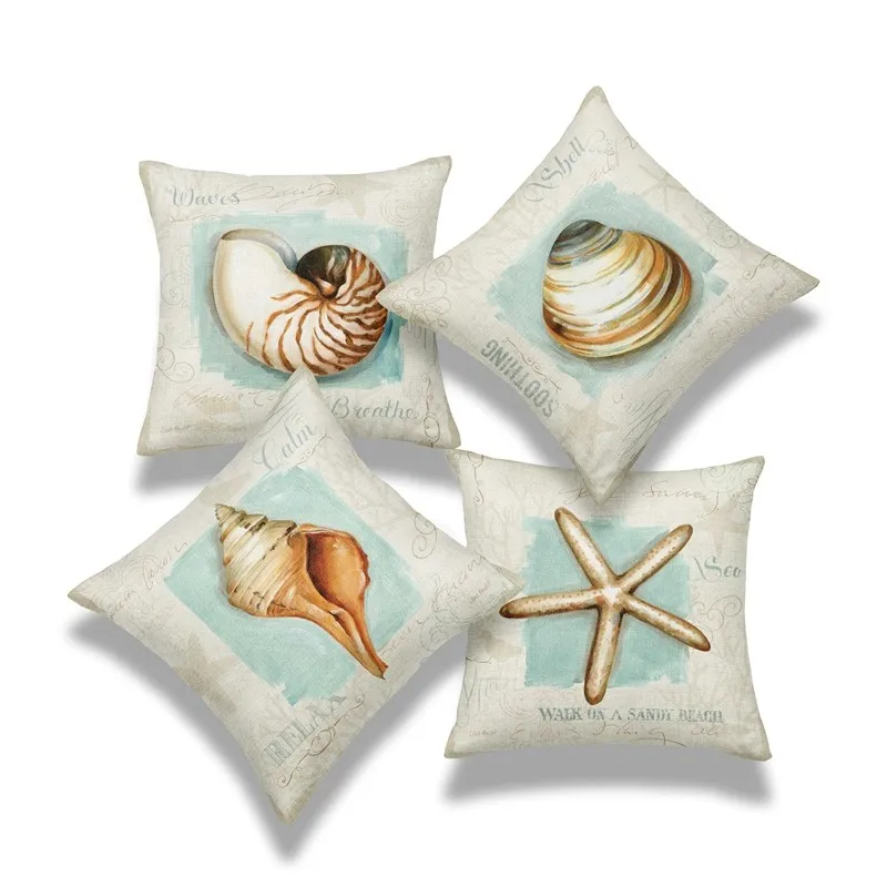 

Наволочки с рисунком морского организма, 4 шт., набор из 4 предметов, Льняные Декоративные наволочки для диванных подушек