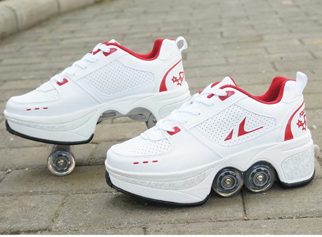 

Four-Wheel Dual-Use Skating Shoes Double-Row Roller Men's Casual Sneakers Women's Men's Sport Walking Running Shoes