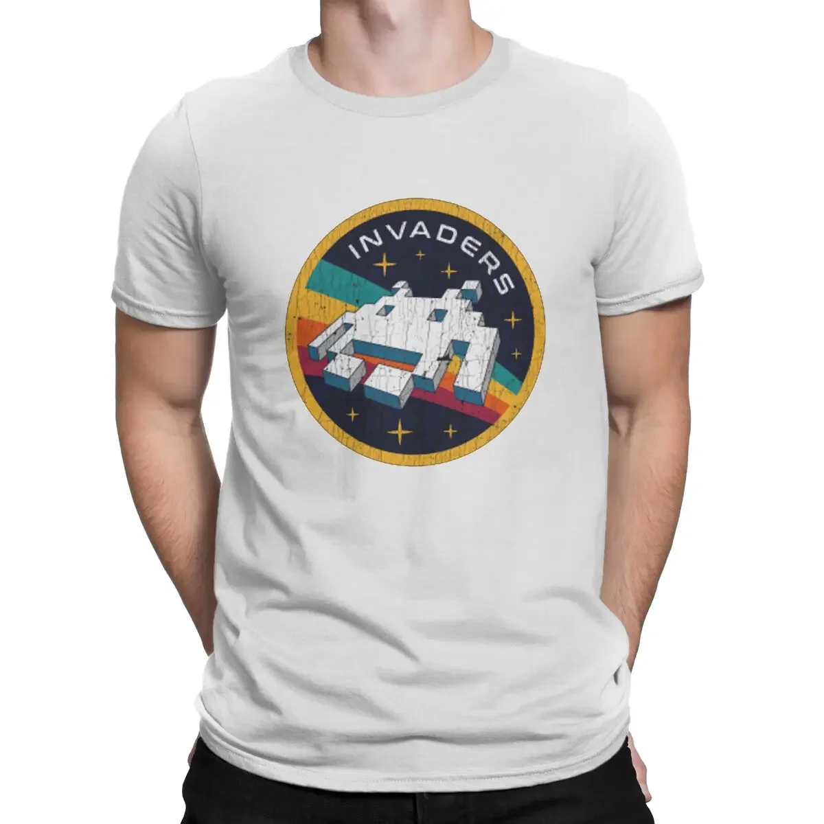 Мужская футболка с графическим рисунком Space Invaders винтажная летняя классическая