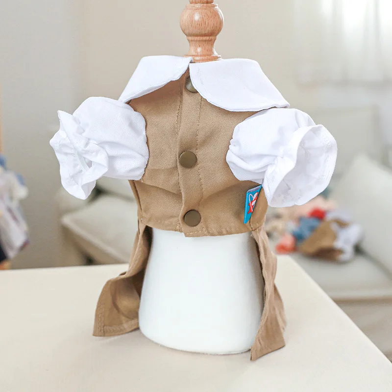 Princess Spring Summer Dog Khaki Skirts Collar Skirt Dress for Dogs Sleeve XS S M L XL | Dresses