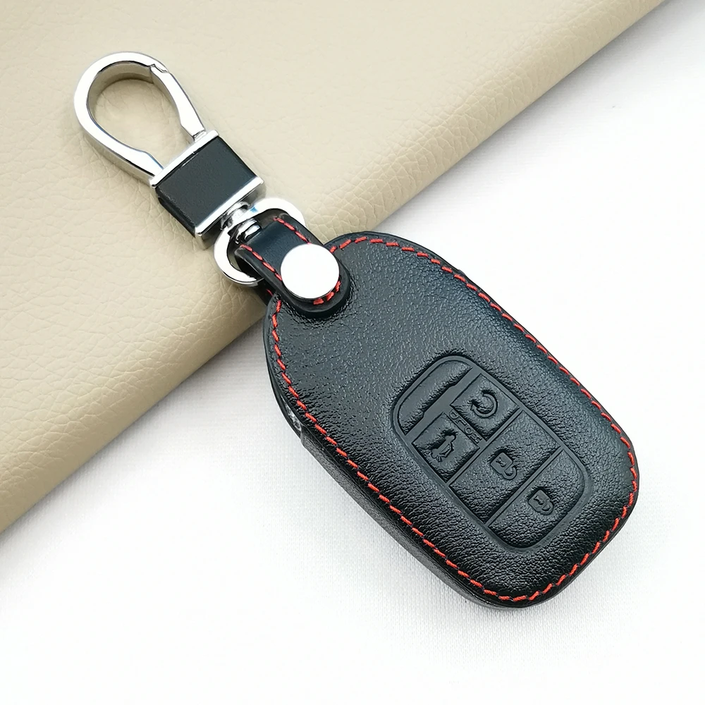 

Модный стильный кожаный чехол для автомобиля, дистанционный брелок для ключей для Honda Civic Accord Vezel 2021 2022, 4 кнопки, умный защитный чехол