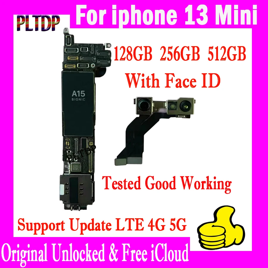 

Оригинальная материнская плата для iPhone 13 Mini, материнская плата без идентификационной учетной записи с идентификацией по лицу, протестирова...