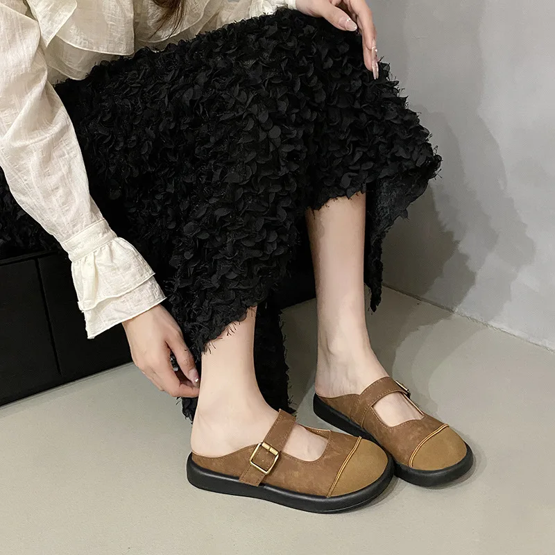 Туфли женские с закрытым носком сланцы лоферы мягкая обувь из искусственной кожи