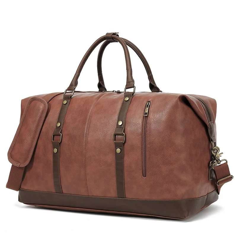 Large Capacity Men Travel Bag High Quality PU Leather Luggage Bags Weekend Shoulder Messenger Bag Male Travel Duffle Bag Handbag