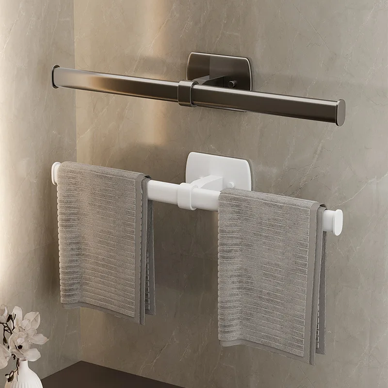 

Simple Towel Rack Bathroom Free Punching Rack Bathroom Wall Hanging Creative Bilateral Single Pole Minimalist Rack Storage