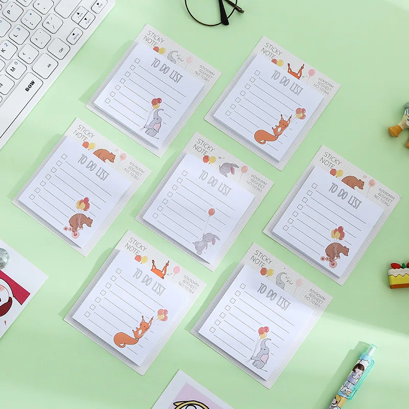 60 Sheets Kawaii Animal Cartoon Message Left Cute Self Sticker Daily Planner Paper Notepad School Office Supplies