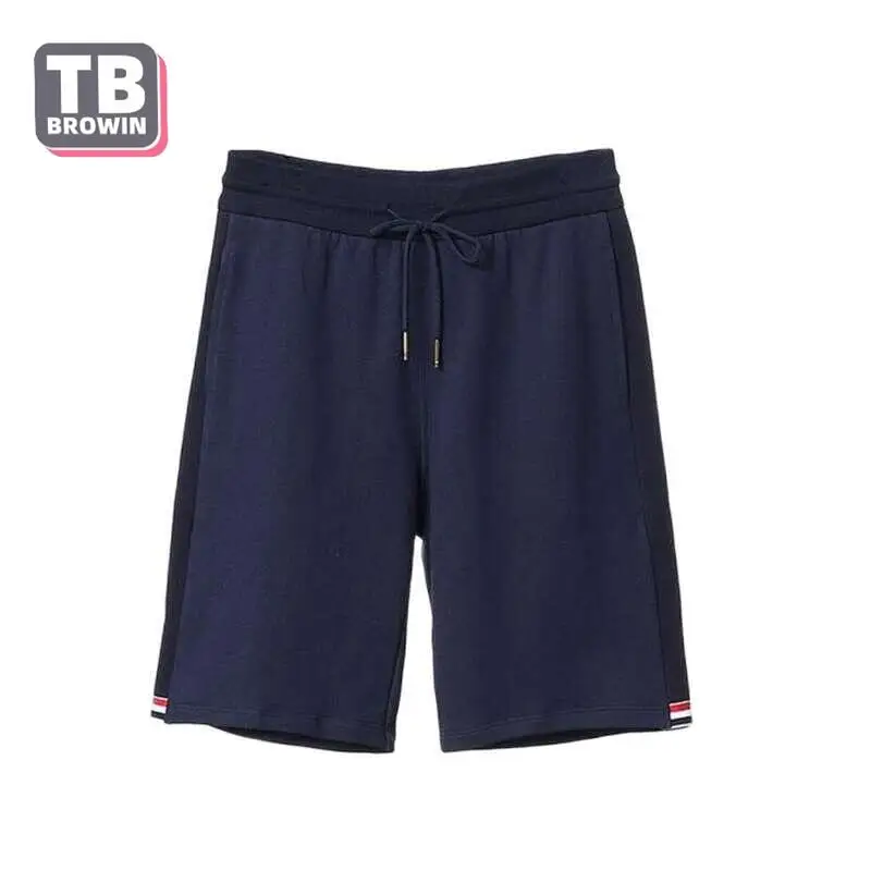 

TB BROWIN Men's Shorts Luxury Brand THOM Summer Pants Classic Cotton 4-Bar Stripe Light Grey Shorptants Sport Casual Harajuku
