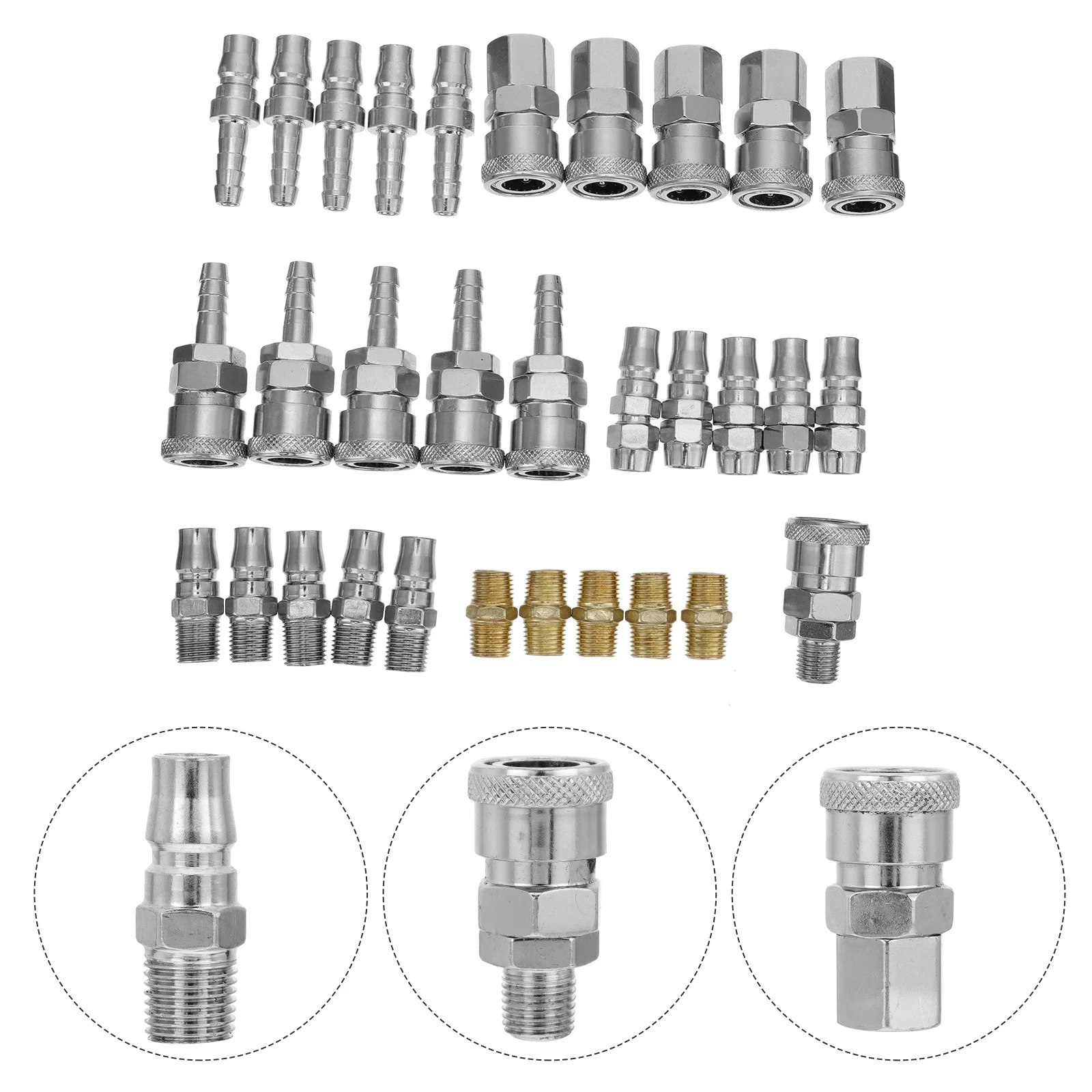 

31Pcs Quick Connectors Air Compressor Connectors Air Compressor Fittings (Golden+Silver)