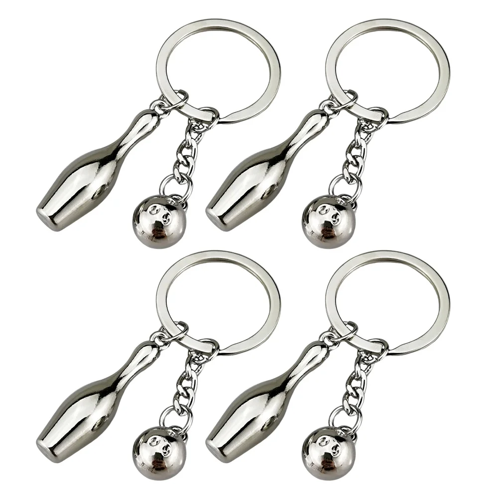 

4 Pcs Bowling Keychain Sports Souvenir Elements Baseball Exquisite Pendant Delicate Zinc Alloy Creative Hanging Ornament