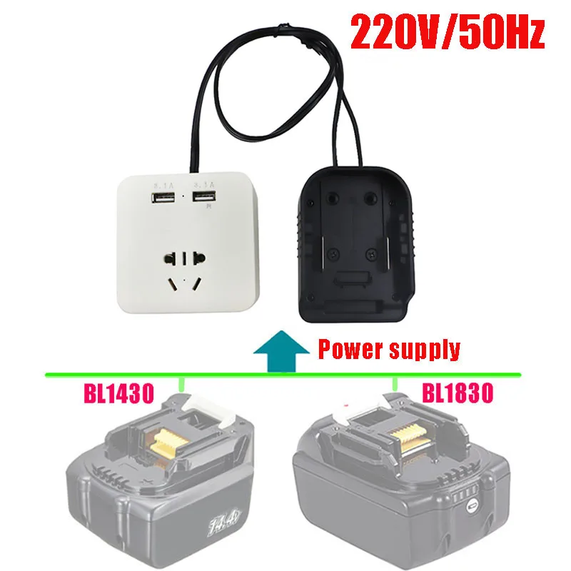 

60W Power Inverter Modified Sine Wave DC to AC 220V USB Charger For Makita 14.4V 18V Li-ion Battery BL1430 BL1830