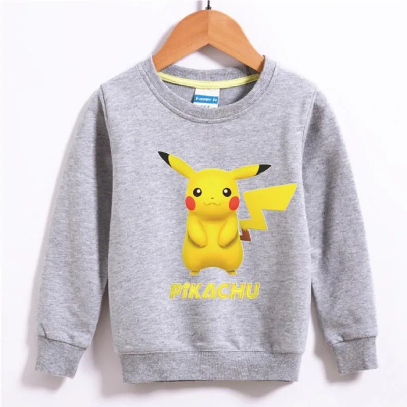 

Anime Pokemon Pikachu Kids Sweatshirt Cartoon Kawaii Cotton Soft Pullover Round Neck Casual Top Spring Autumn Winter Boy Gift