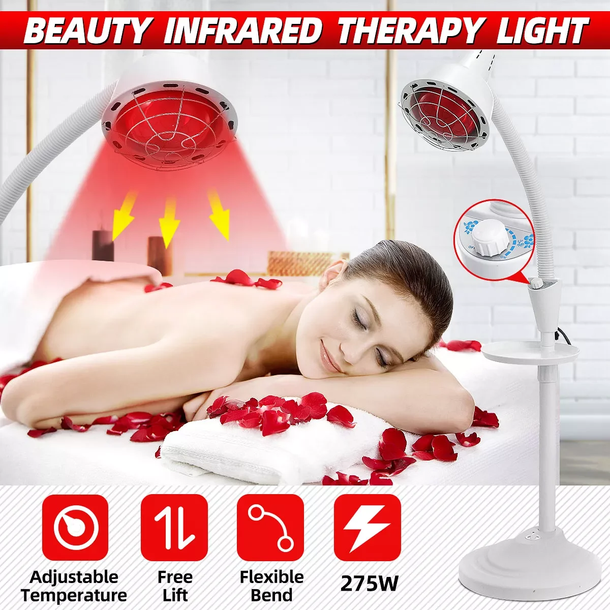 

275W Infrared Heat Lamp Heating Therapy Light Therapeutic Pain Relief Health Bulb Physiotherapy Massage Health Instrument