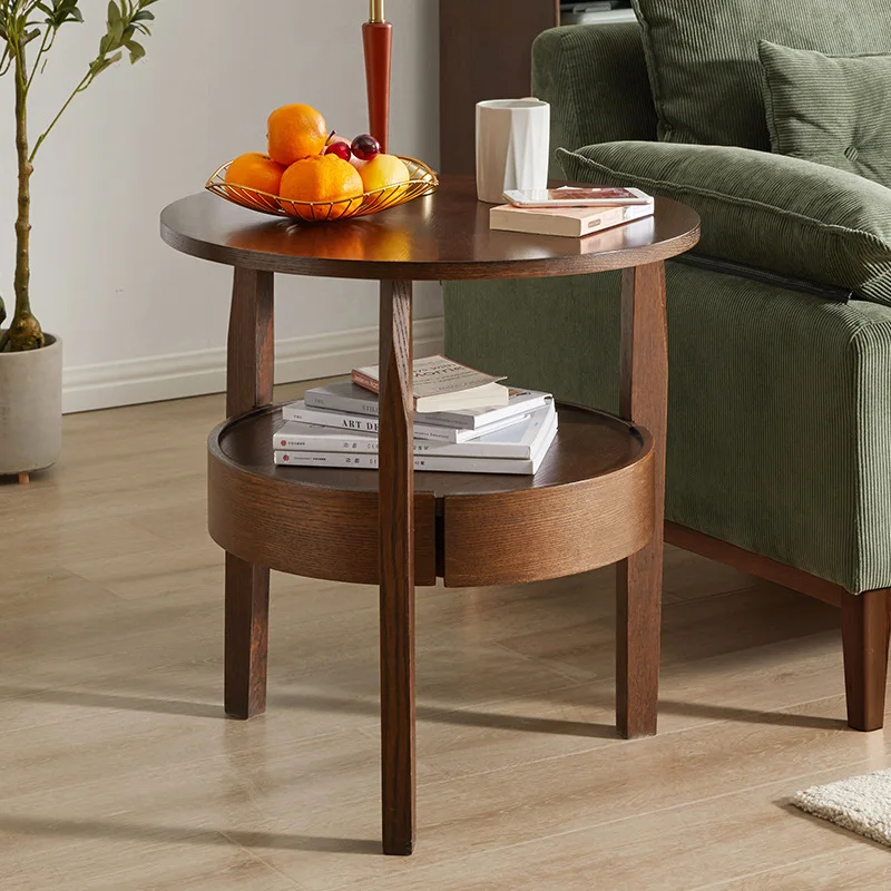 

Wuli Solid Wood Side Table Tea Table Simple Living Room Side Table Small Round Table Creative Corner Table Small Table New 2023