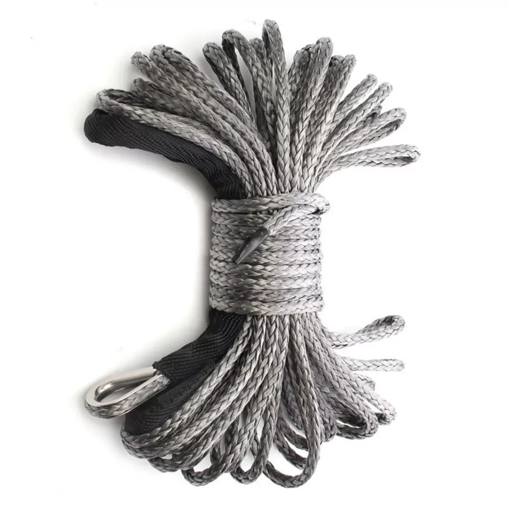 

ATV Winch Rope Tool Tow UTV Line With Sheath Gray Light weight Motorcycles