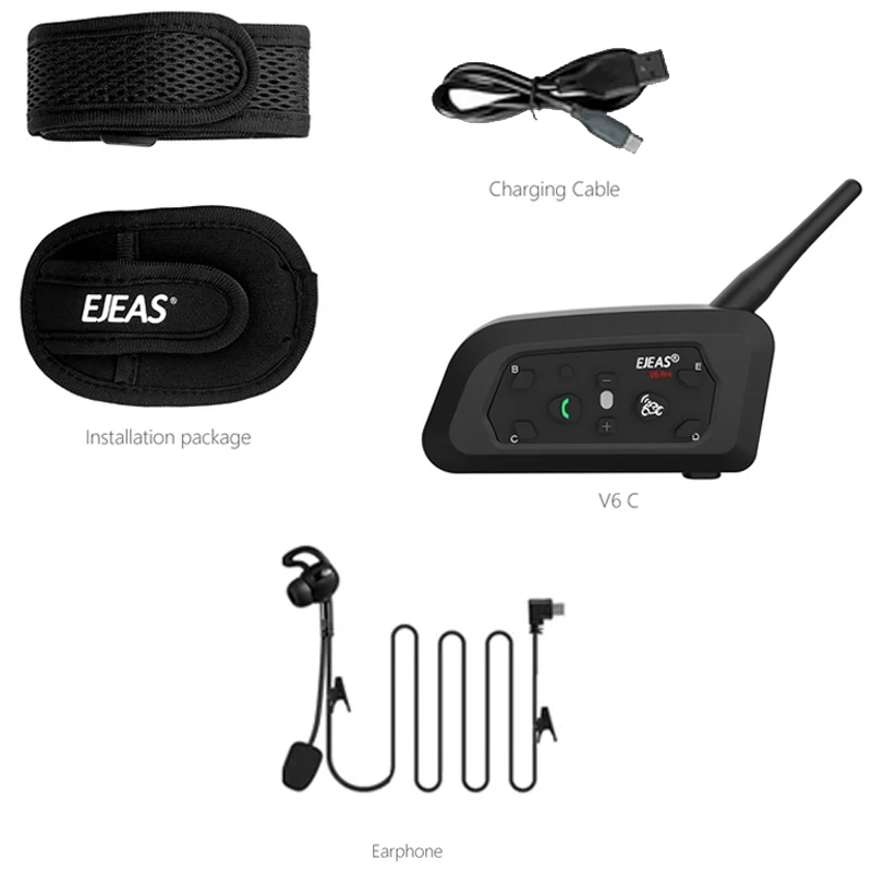 

1/2 шт. EJEAS V6C Pro + Type-C футбольный рефери домофон Bluetooth-гарнитура 2 человека 800 м полнодуплексный футбольный конференц-интерфон