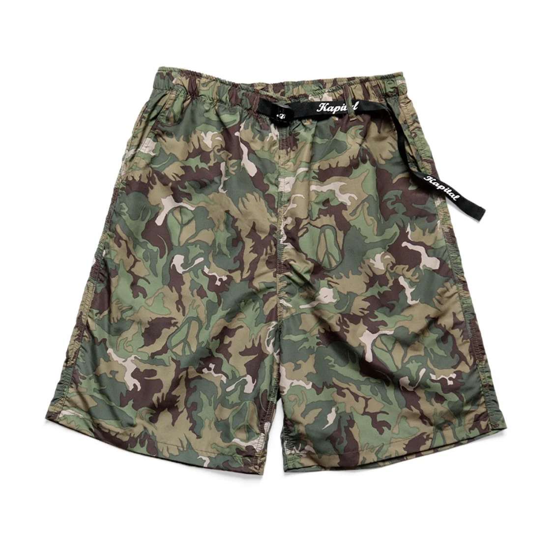 

KAPITAL Japan Style Hawaii Quick Drying Camouflage Loose Men's Fashion Casual Shorts Summer Capri Army Green Beach Pants