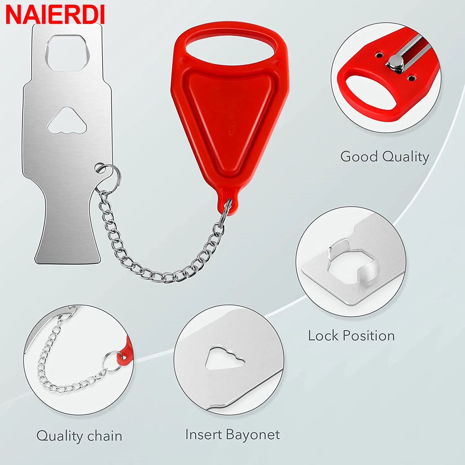 NAIERDI портативная дверная защелка металлический замок противокражный