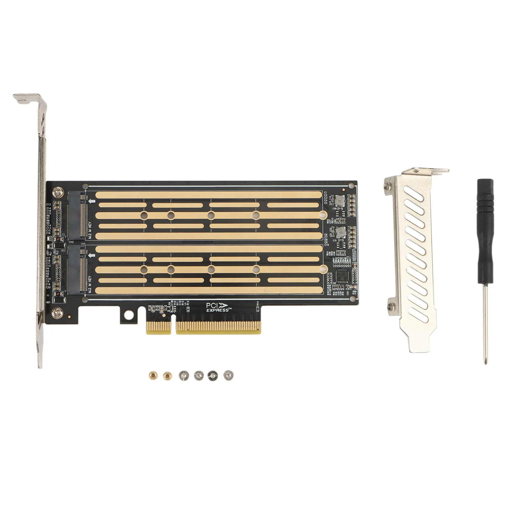 

M.2 Riser Card M.2 NVME to PCIE X8 Dual Disk Hard Drive SSD Adapter Expansion Card for PCIE X8 X16K Slot Motherboard