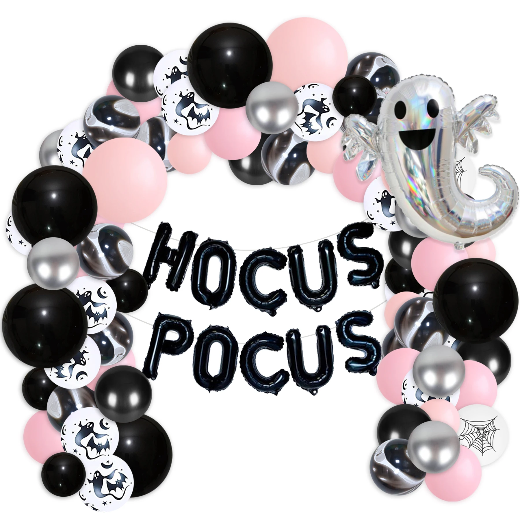 

Хэллоуин, страшный фотографический набор с надувными шарами, баннер, пугающие фольгированные шары, украшения для Хэллоуина, вечеринки