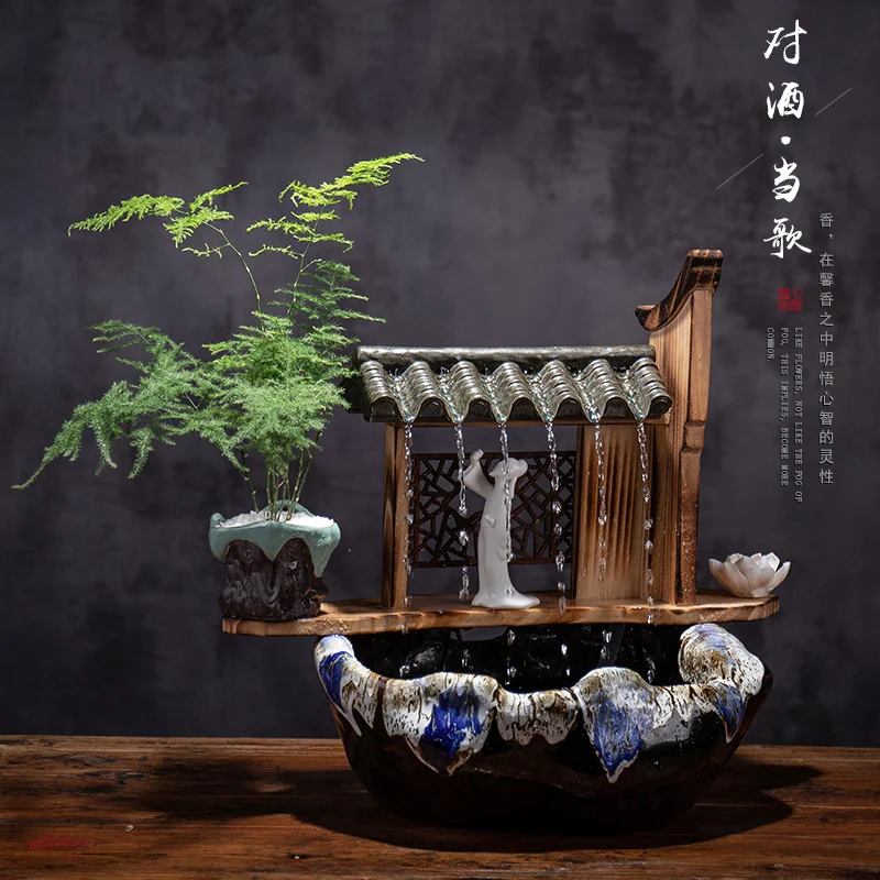 

Chinese Zen Flowing Water Ornaments Humidifier Fountain Hallway Living Room Office Decorations Feng Shui Fortune Opening Gift