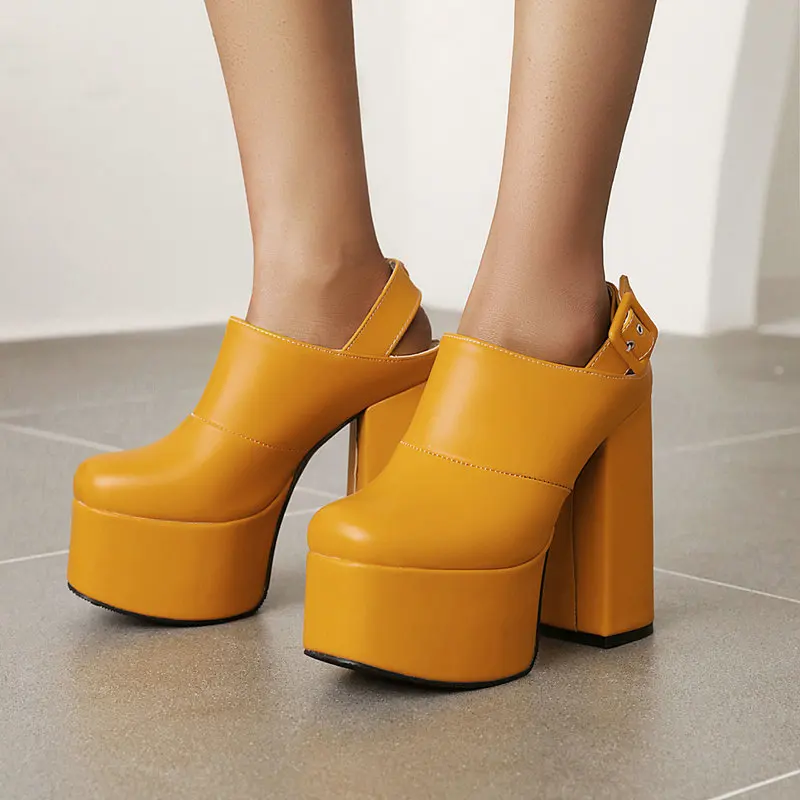 Фото Girl Song s Show Shoes, водонепроницаемые босоножки на платформе с пряжкой на толстом каблуке 14 см, на очень высоком каблуке №3