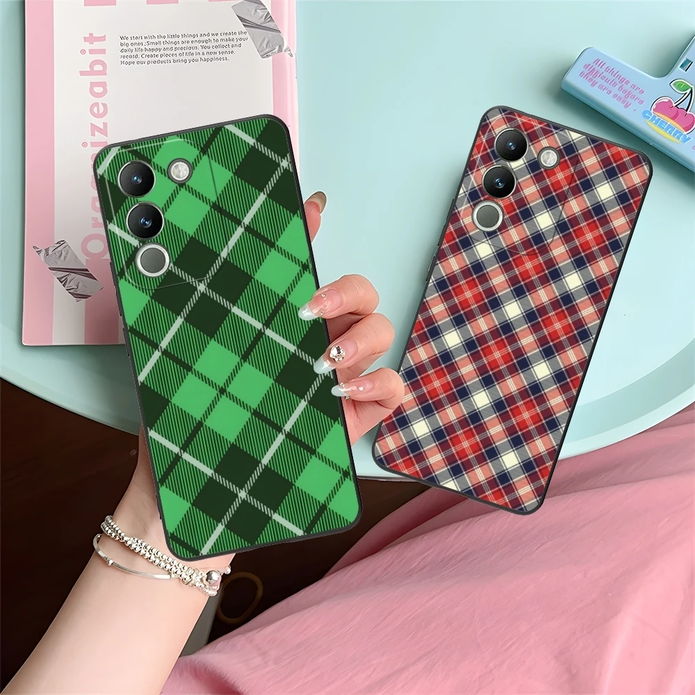 Lattice Grid Texture Mobile Cell Phone Case for VIVO Y95 Y93 Y31 Y20 V19 V17 V15 Pro X60 NEX Black Soft Cover Shell