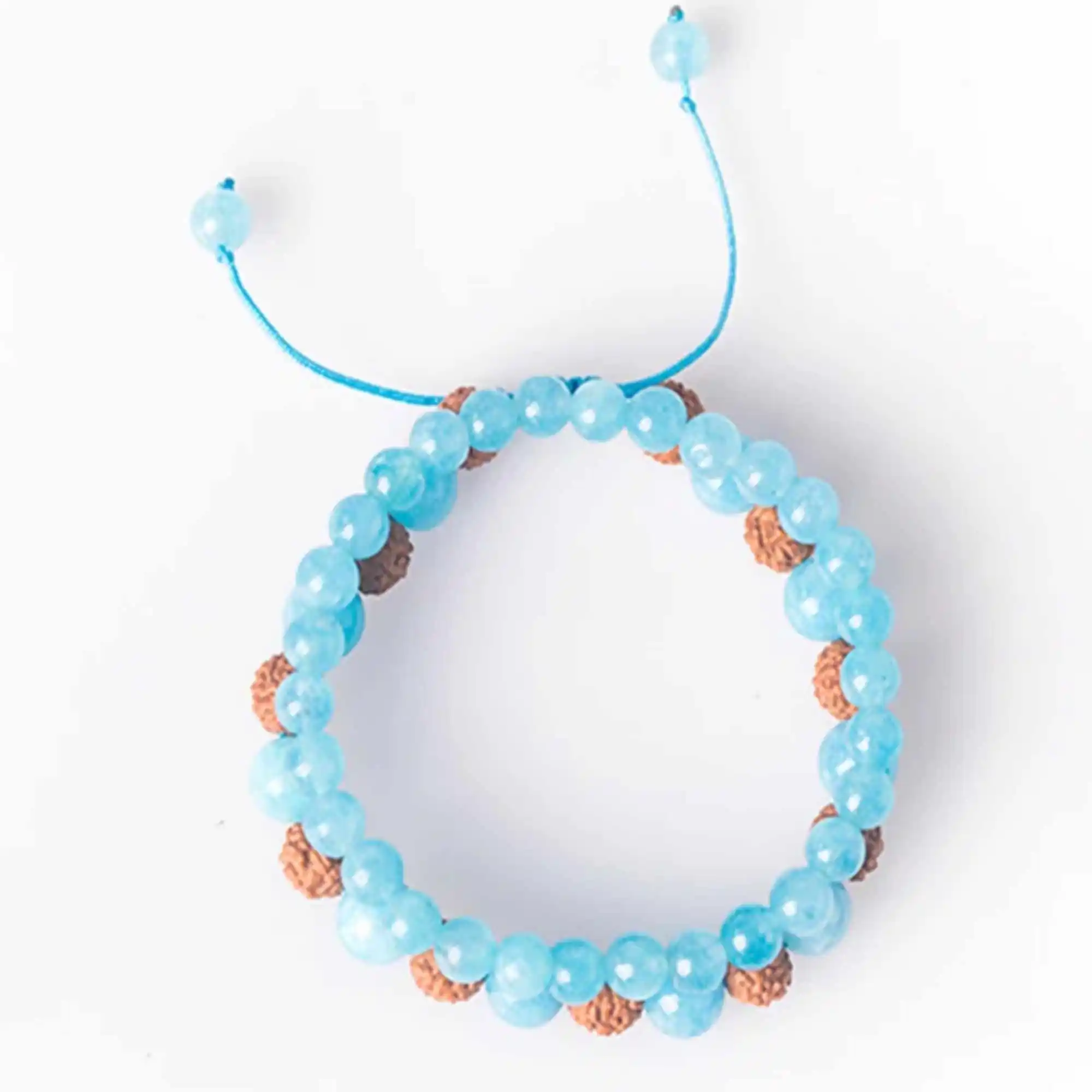 

8mm Natural aquamarine Rudraksha gemstone beads Bracelet Energy Elegant Inspiration Classic Handmade Jasper Relief Beaded Chic