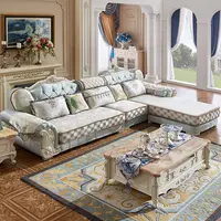Living room sofa solid wood sofa European cloth sofa combination size family imperial concubine living room furniture set