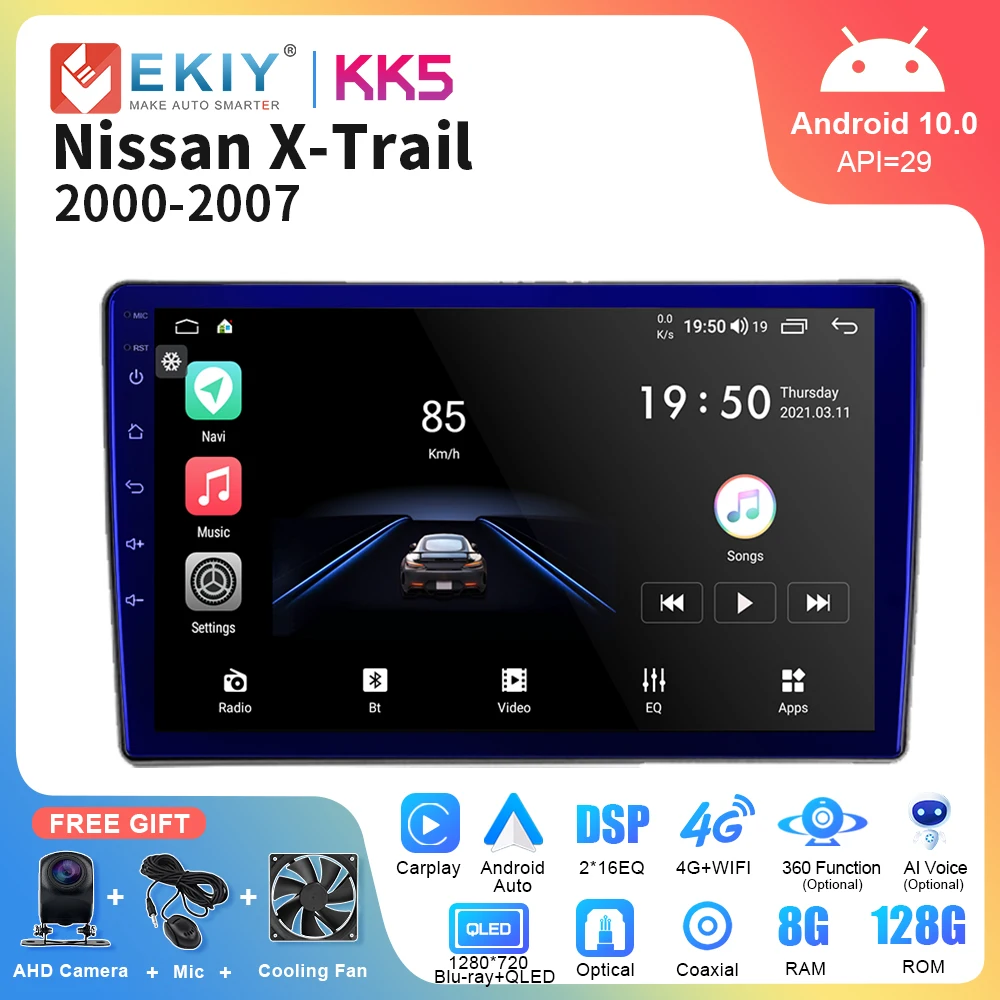 

EKIY KK5 Android 10 Car Radio For Nissan X-Trail 2000 - 2007 AI Voice Multimedia Video Player Auto Carplay Stereo GPS Navigation