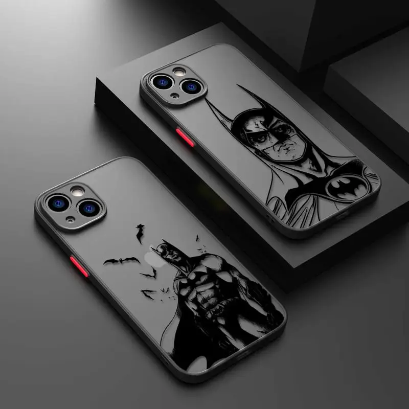 

Hero B-Batman S-Superman Clear TPU Matte Phone Case For iPhone 15 11 14 13 12 Pro Max Mini X XR Xs 8 7 Plus Funda Silicone Cover