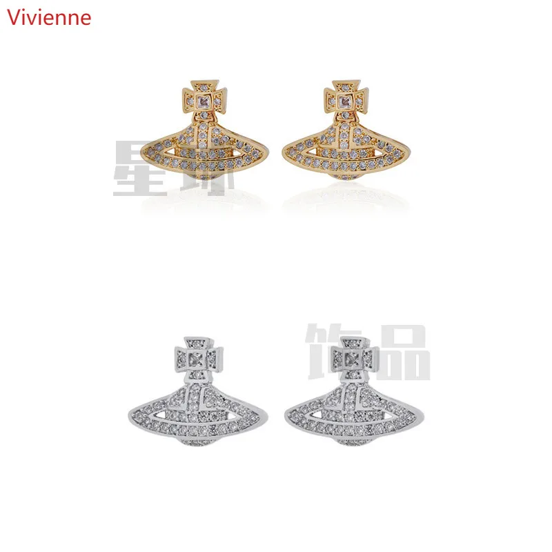 

vivienne westwoo VVA Classic Luxury Romantic Fine ZirconEmbedded Earrings Female Charm earings fashion women fashion earrings