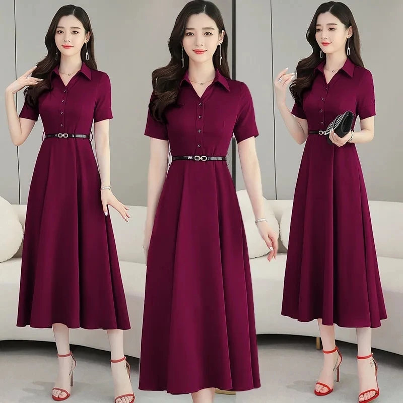 

Dress Womens 2022 Summer New Elegant Fashion Slim Versatile Dresses Women Casual Large Size Stitching Long Over The Knee Skirt