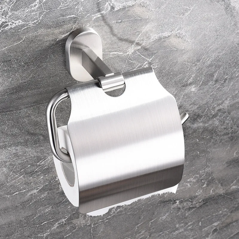 

Stainless Steel Toilet Paper Holder Resistant Tissue Paper Rack Brushed Finish For Bathroom Kitchen Washroom Wall Mount Hook