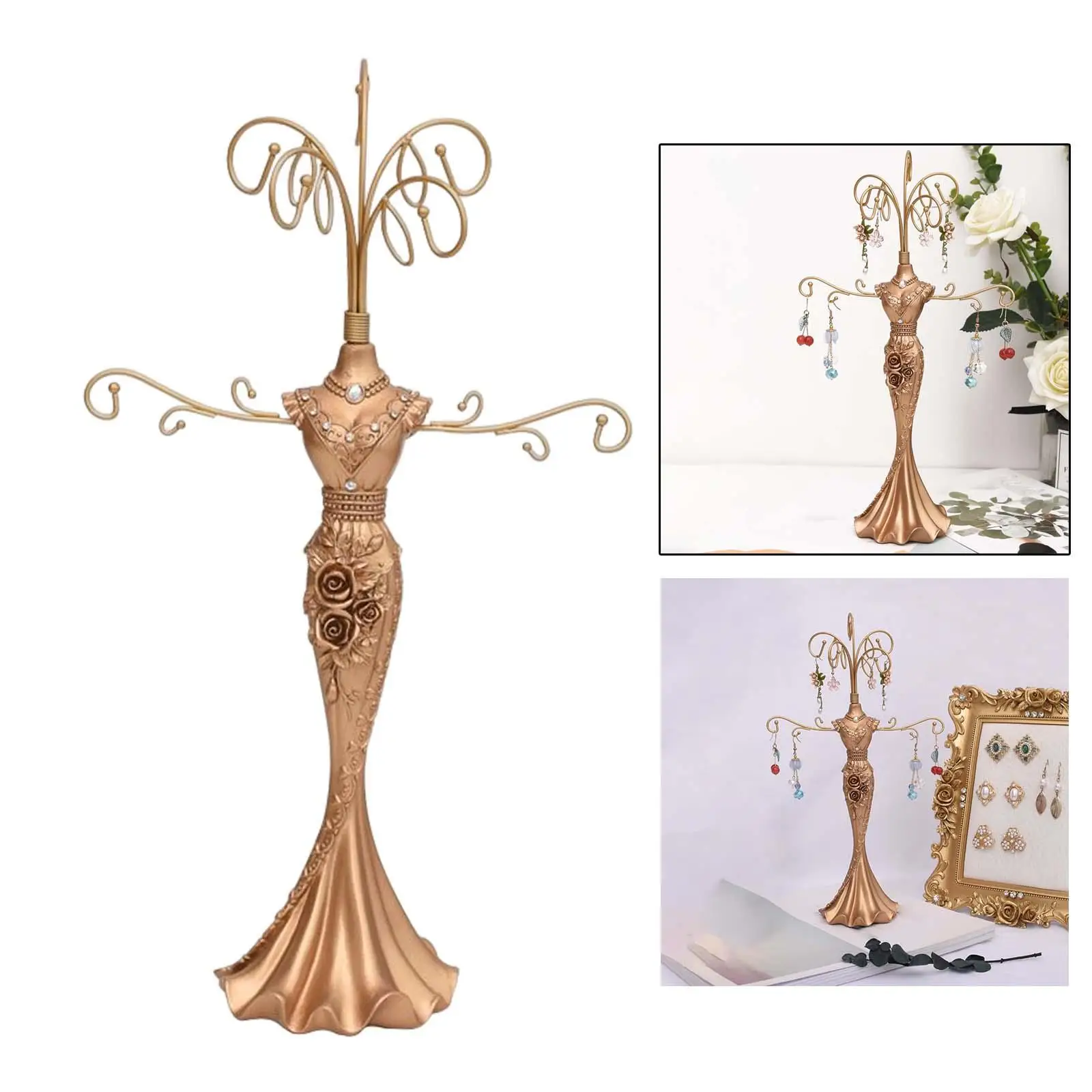 

Jewelry Display Rack Show Case Photo Props Necklace Earring Holder for Home Organization Bedroom Dresser Women Girls