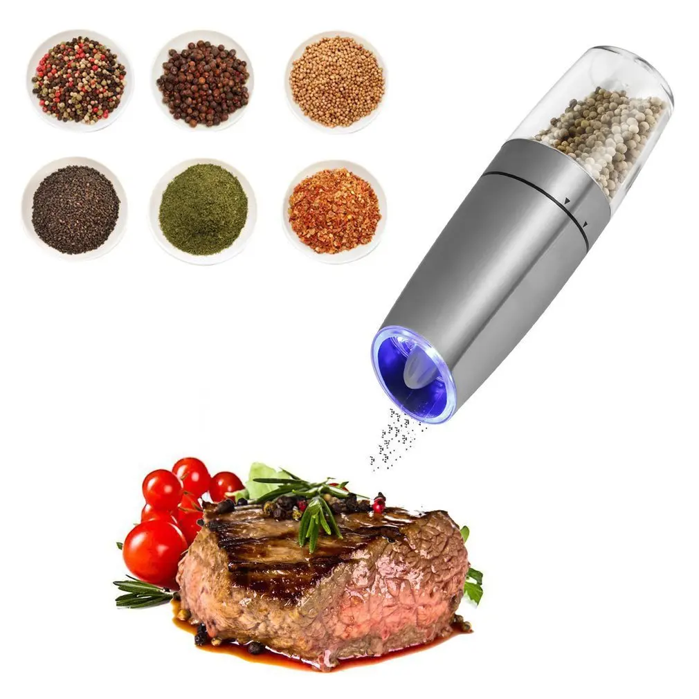 

Electric Automatic Pepper Salt Grinders Stainless Stee Gravity Herb Spice Mill Adjustable Coarseness Kitchen Tools