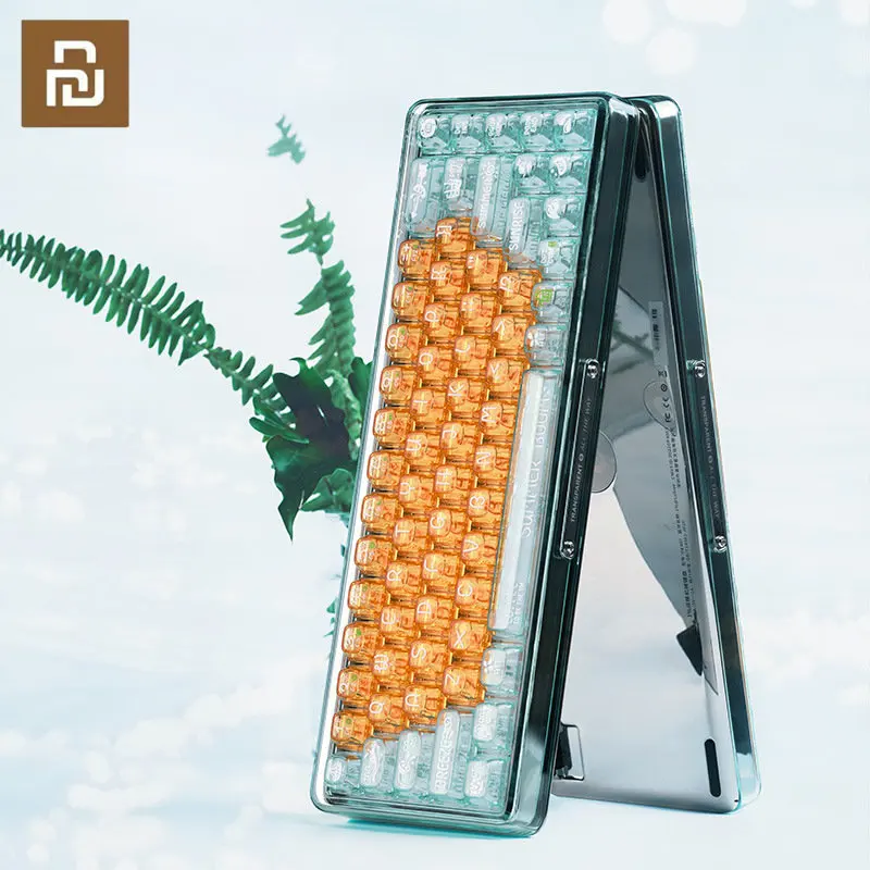 

Youpin Lofree 1% прозрачная Беспроводная Bluetooth клавиатура Hotswap, механическая клавиатура для рабочего стола, 68 клавиш, клавиатура с подсветкой для п...