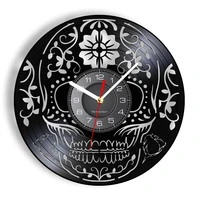 skull day of the dead laser cut longplay wall clock gothic style decor skeleton dia de muertos indian culture silhouette watch