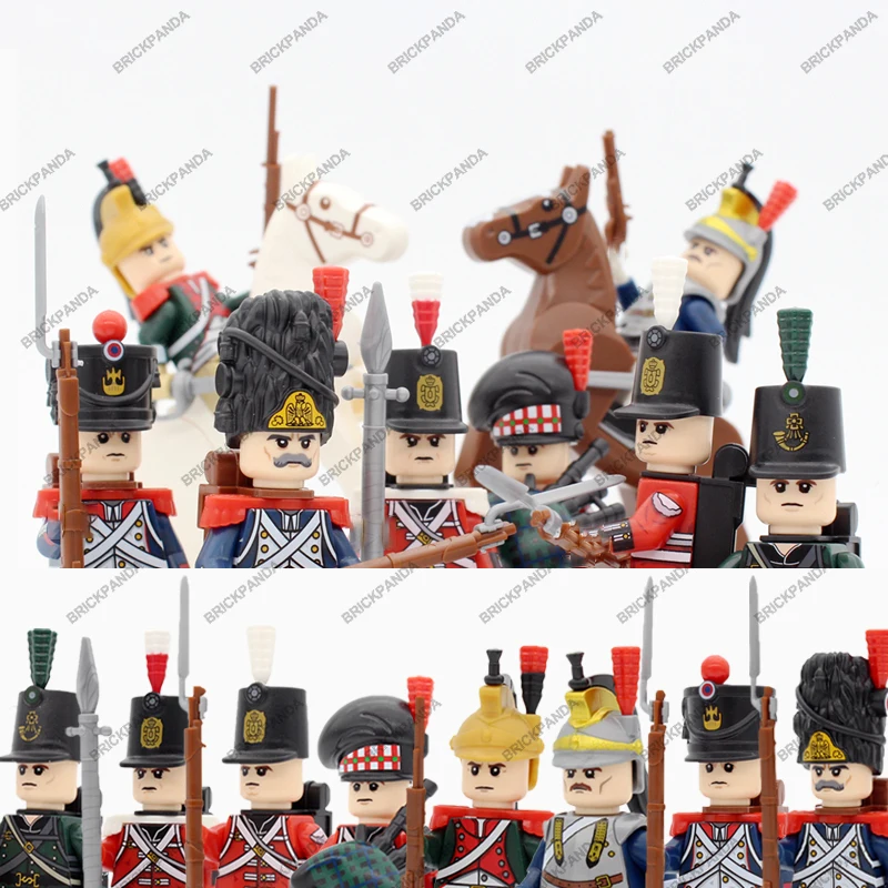 

Napoleonic Wars Soldiers Building Blocks WW2 Military British France Rifles Bagpiper Dragoon Figures Weapons Bricks Children Toy